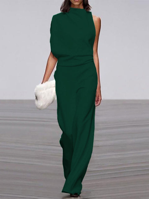 One-Shoulder Jumpsuit Womens - Elegant Wide-Leg Formal Attire Maveno - Heston Manor