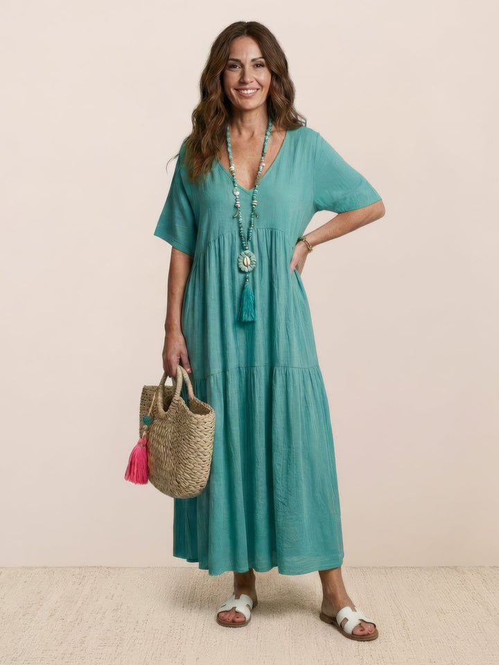 V-Neck Maxi Dress Womens - Tiered Bohemian Summer SiennaX - Heston Manor