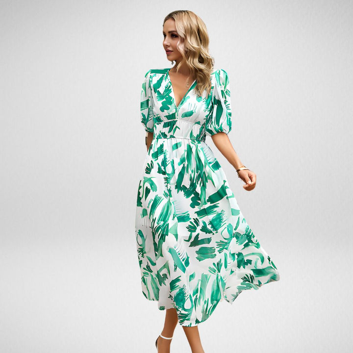 V-Neck Dress Womens - Flowy Feminine Silhouette Viloria - Heston Manor