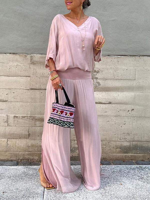 V-Neck Jumpsuit Womens - 2 Piece Batwing Sleeve Set Orabela - Heston Manor