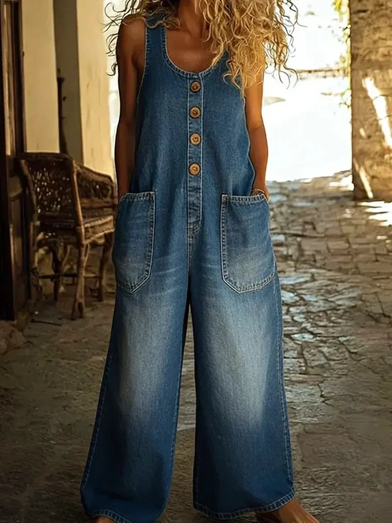 Denim Overalls Womens - Relaxed Vintage-Inspired Jumpsuit Loosista - Heston Manor