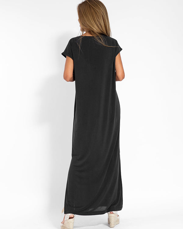 V-Neck Maxi Dress Womens - Relaxed Side-Slit Summer Comfort Terradora - Heston Manor