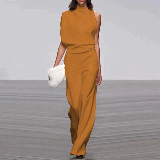 Mock Neck Jumpsuit Womens - Sleeveless Wide-Leg Elegance Vivirose - Heston Manor