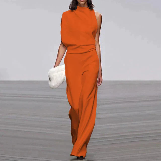 Mock Neck Jumpsuit Womens - Sleeveless Wide-Leg Elegance Vivirose - Heston Manor
