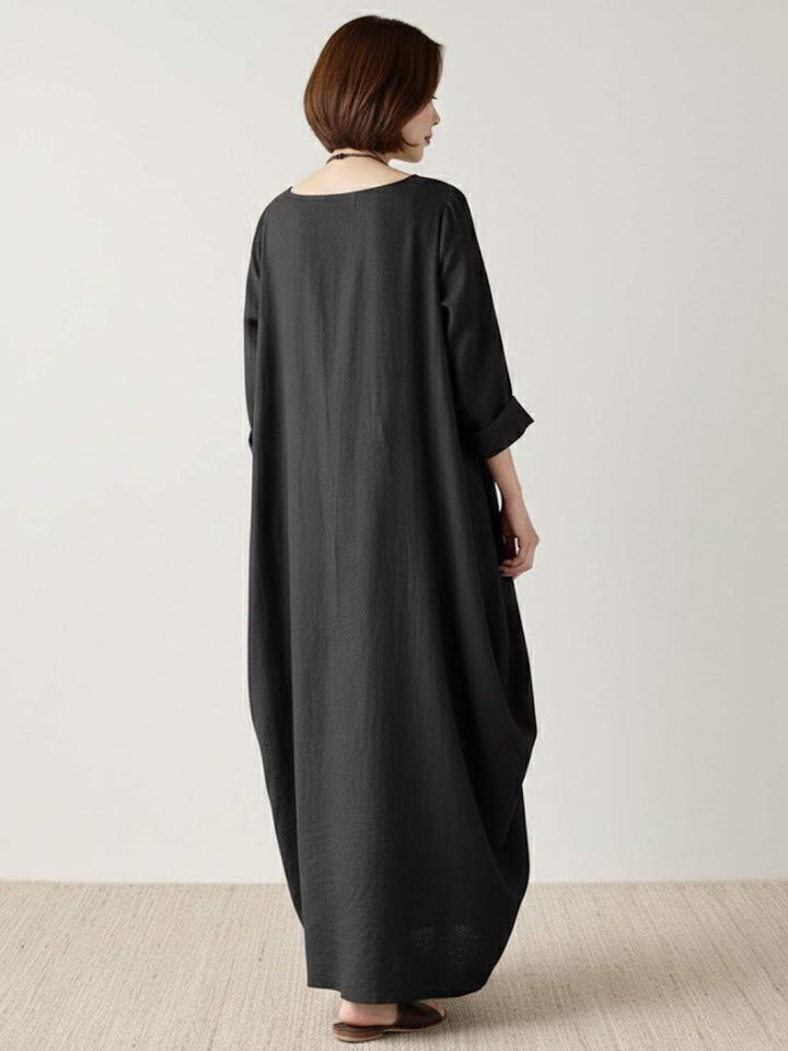 Boho Maxi Dress Womens - Oversized 3/4 Sleeves SerenaFlow - Heston Manor