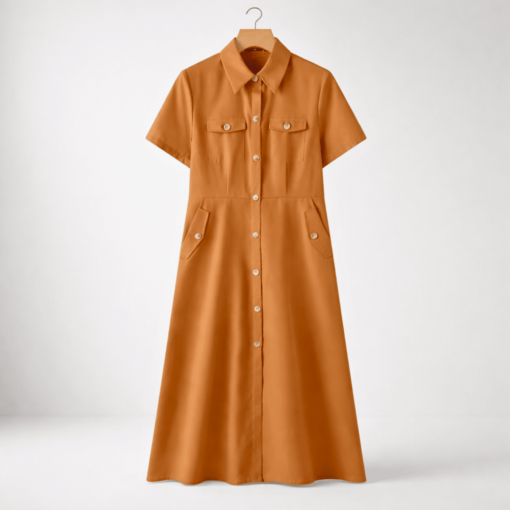 Virelle Polished Gold-Tone Button Dress - Heston Manor