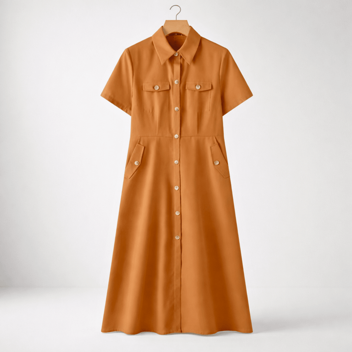 Virelle Polished Gold-Tone Button Dress - Heston Manor