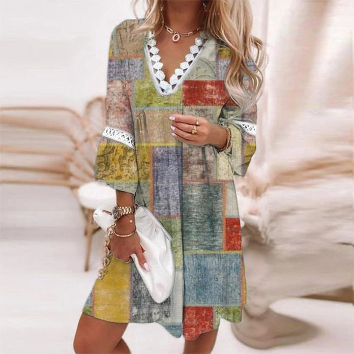 Boho Mini Dress Womens - Printed Loose Fit Style Zarela - Heston Manor
