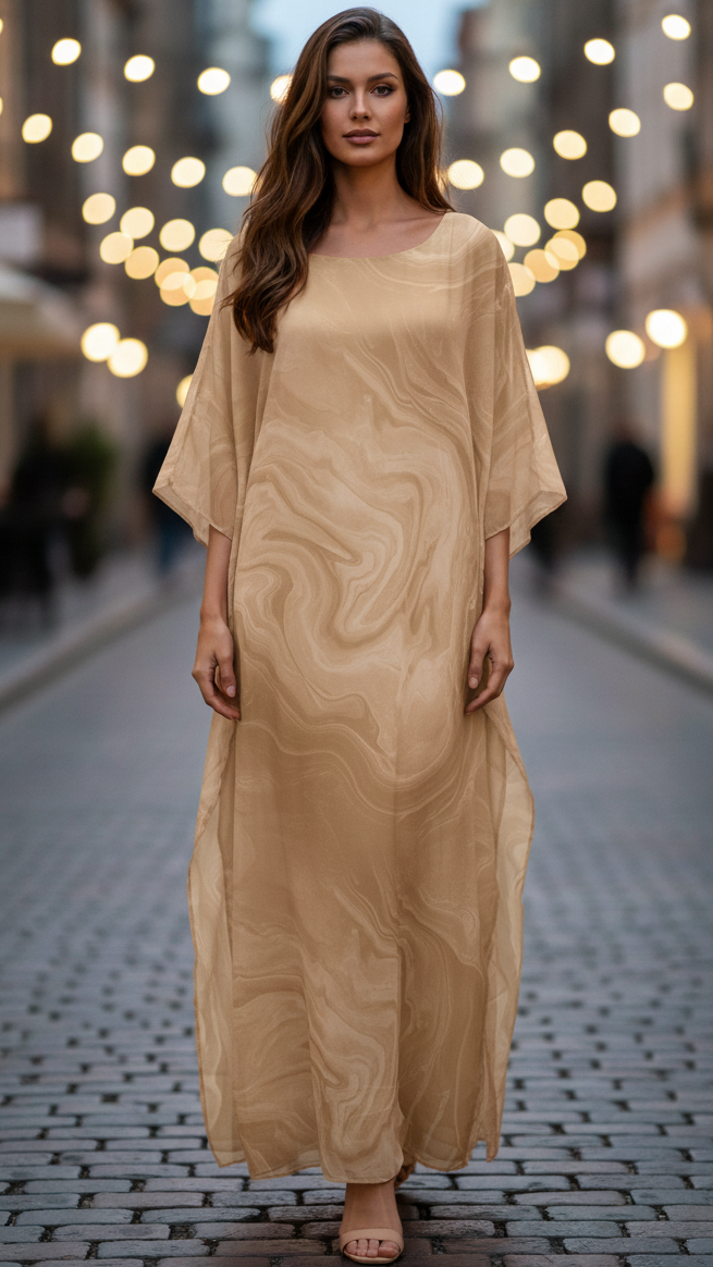 Chiffon Maxi Dress Womens - Formal Batwing Sleeve Kaftan Adoria - Heston Manor