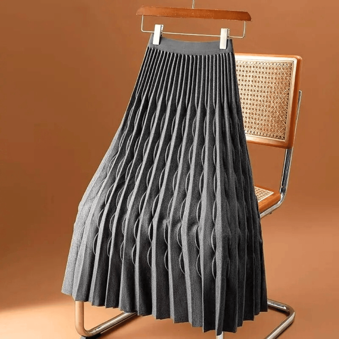 Vivara Sculpted Knit Skirt - High-Waisted A-Line Elegance - Heston Manor