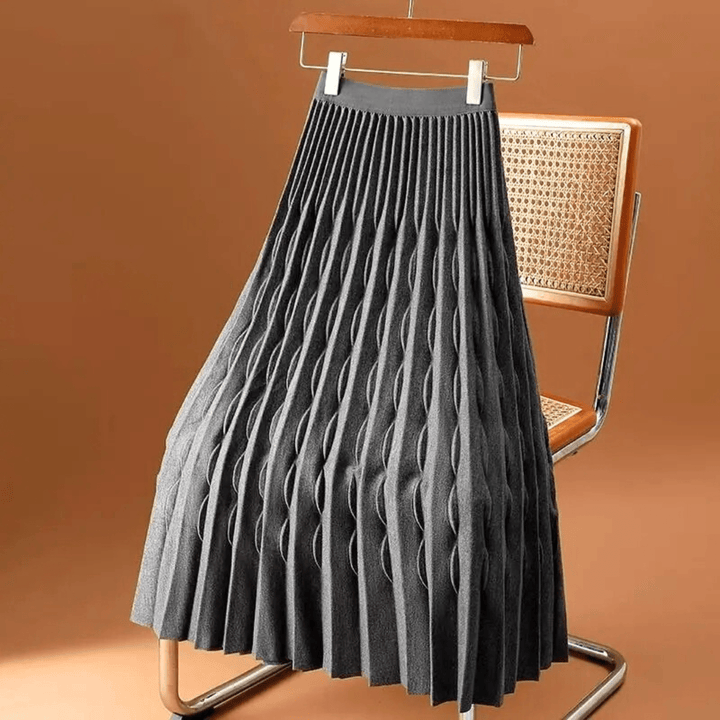 Vivara Sculpted Knit Skirt - High-Waisted A-Line Elegance - Heston Manor