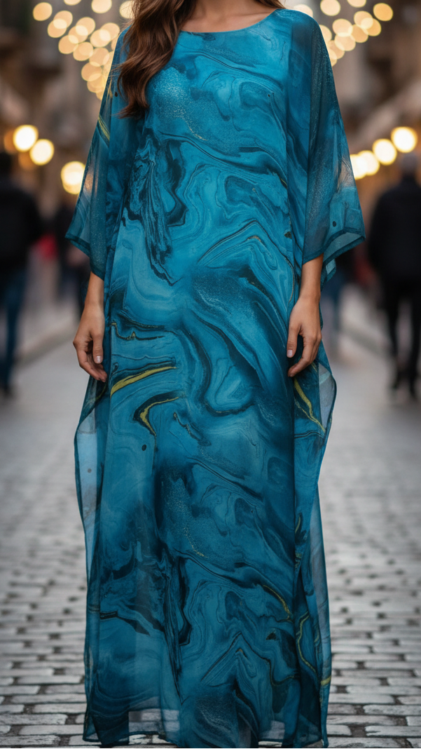 Chiffon Maxi Dress Womens - Formal Batwing Sleeve Kaftan Adoria - Heston Manor
