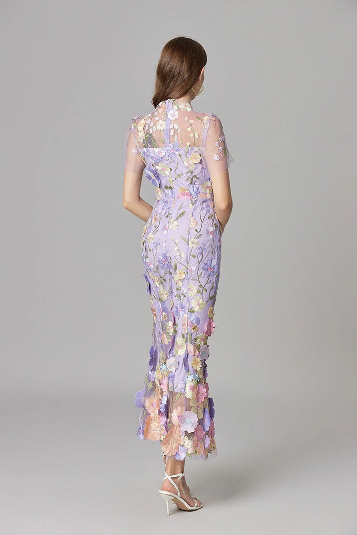 Floral Appliqué Maxi Dress Womens - 3D Sculptural Detail - Aurelia - Heston Manor