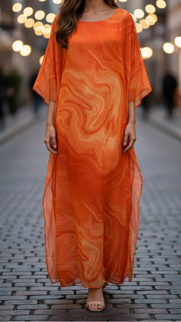 Chiffon Maxi Dress Womens - Formal Batwing Sleeve Kaftan Adoria - Heston Manor