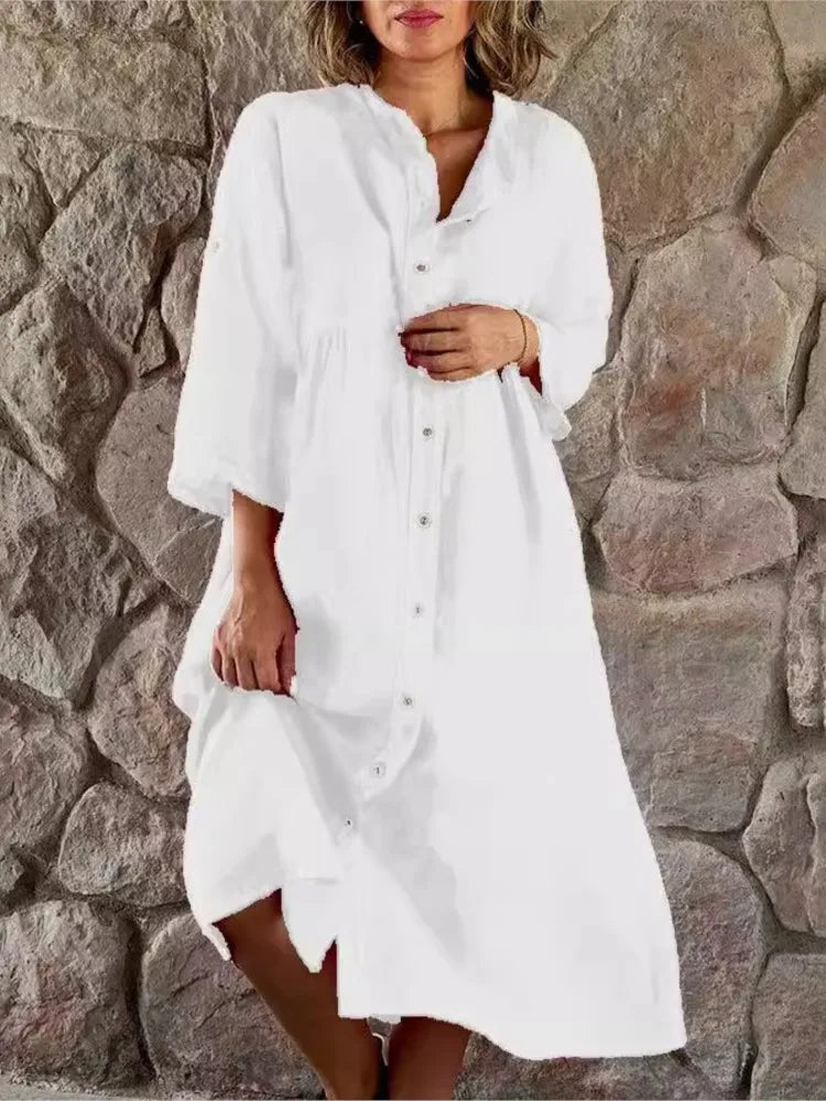 Button-Down Shirt Dress Womens - Versatile Summer Midi Dress Latoria - Heston Manor