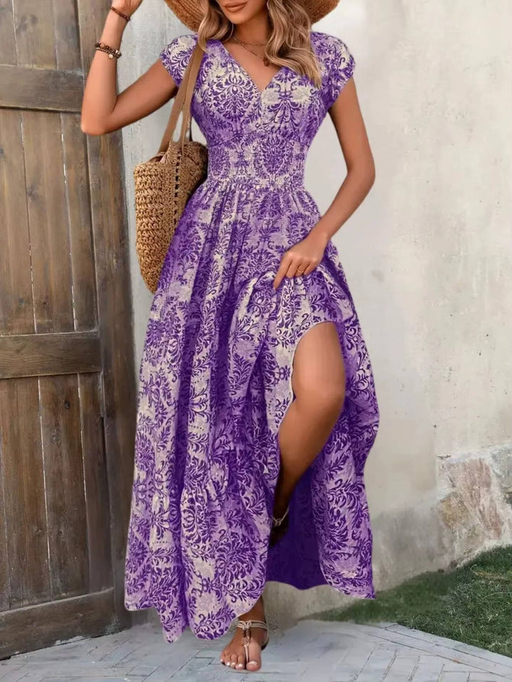 Boho Maxi Dress Womens - Smocked Waist Tiered Skirt SiennaGlow - Heston Manor