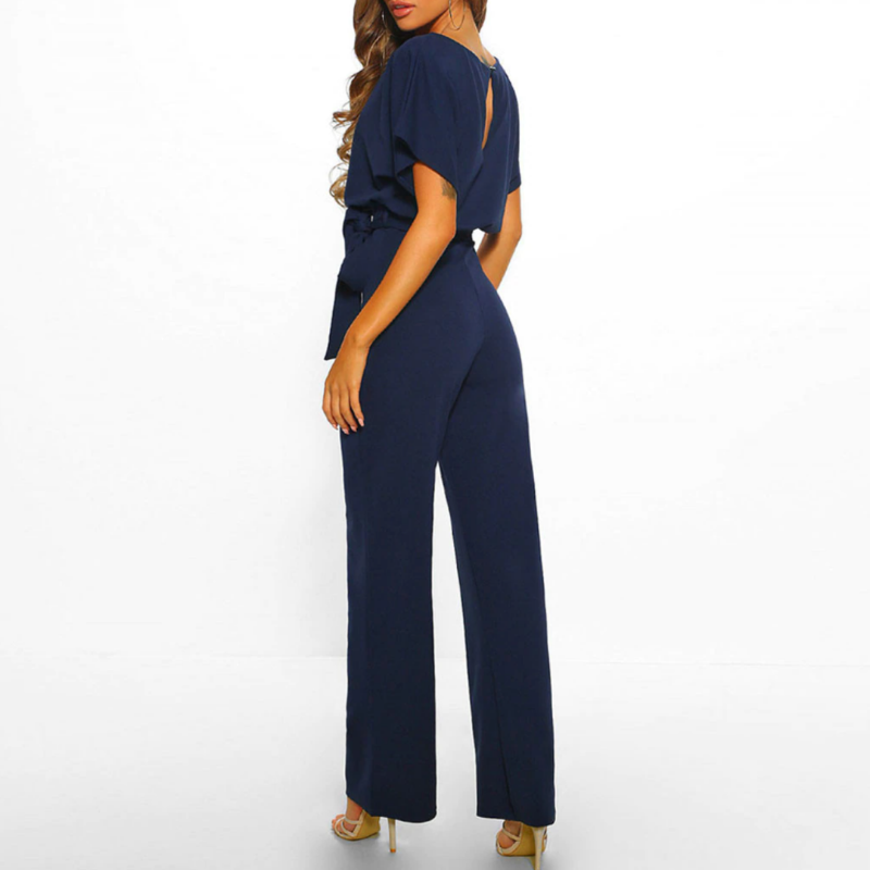 Wide-Leg Jumpsuit Womens - Batwing Sleeves & Self-Tie Belt Elara - Heston Manor