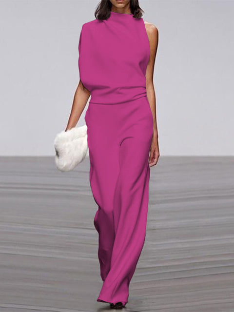 One-Shoulder Jumpsuit Womens - Elegant Wide-Leg Formal Attire Maveno - Heston Manor