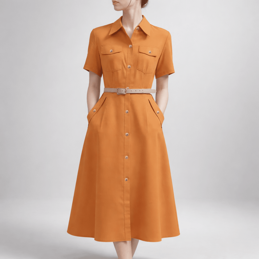 Virelle Polished Gold-Tone Button Dress - Heston Manor
