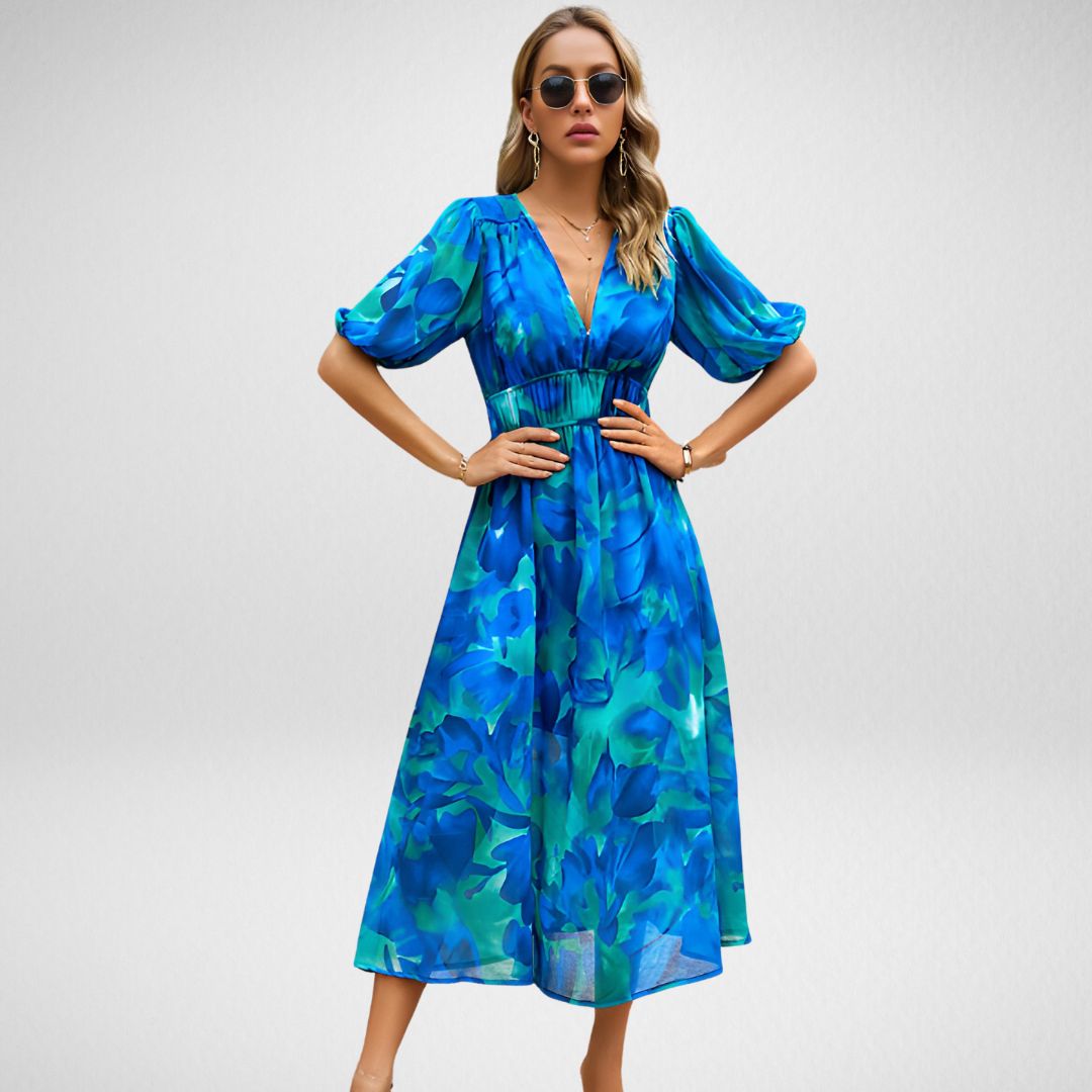 V-Neck Dress Womens - Flowy Feminine Silhouette Viloria - Heston Manor