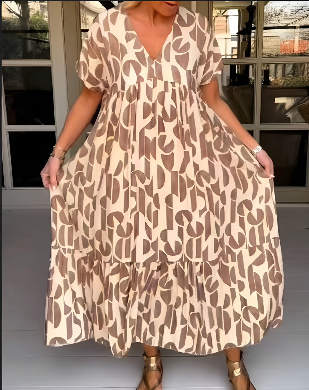 V-Neck Midi Dress Womens - Flowy Evening Silhouette Pearline - Heston Manor