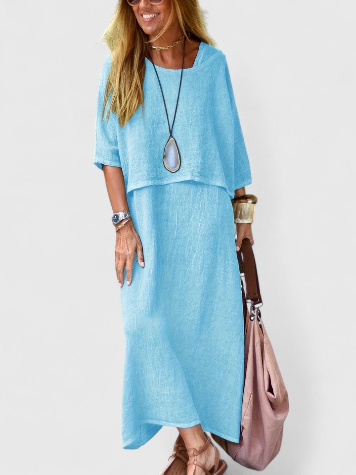 Linen Two-Piece Set Dress Womens - Breezy Versatile Outfit Lea - Heston Manor