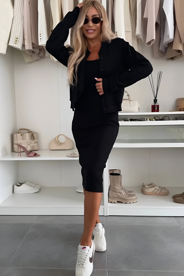 Midi Dress and Cardigan Set Womens - Coordinated Two-Piece Outfit Stelana - Heston Manor