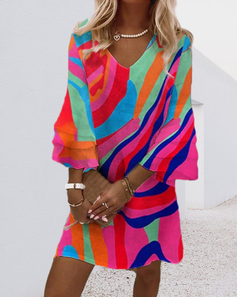 Mini Dress Womens - Vibrant Bell Sleeve Summer Style Zarabelle - Heston Manor