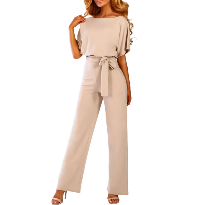Wide-Leg Jumpsuit Womens - Batwing Sleeves & Self-Tie Belt Elara - Heston Manor