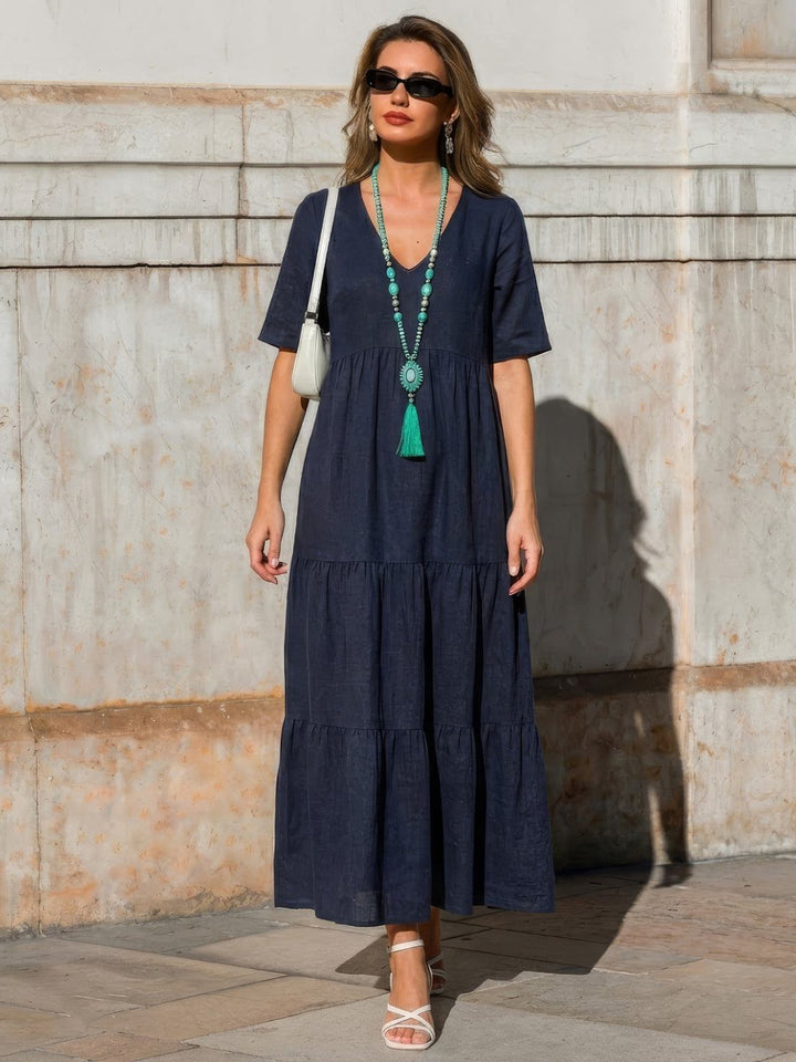 V-Neck Maxi Dress Womens - Tiered Bohemian Summer SiennaX - Heston Manor