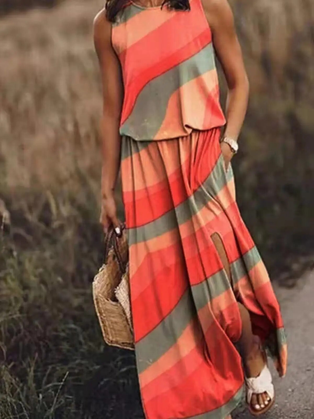 Sleeveless Maxi Dress Womens - Elastic Waist Boho Summer Wear Mayala - Heston Manor
