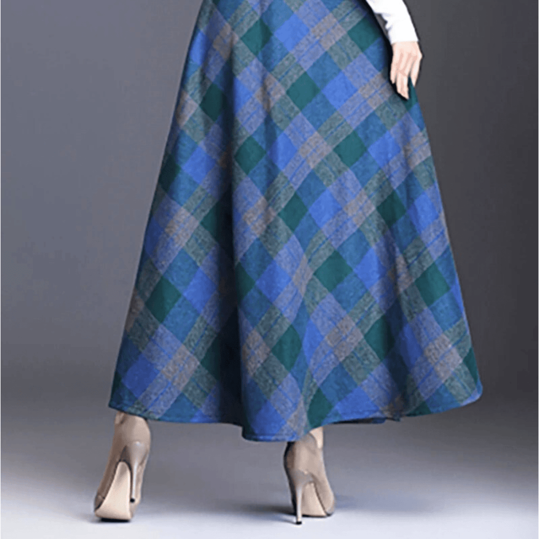 Valeria Plaid Wool-Blend High-Waist Maxi Skirt - Heston Manor