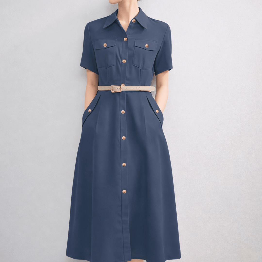 Virelle Polished Gold-Tone Button Dress - Heston Manor