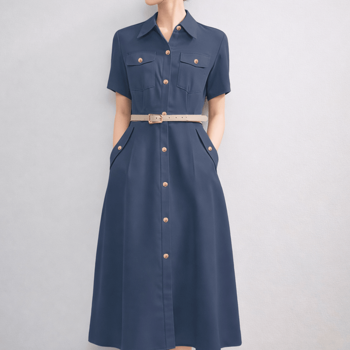 Virelle Polished Gold-Tone Button Dress - Heston Manor
