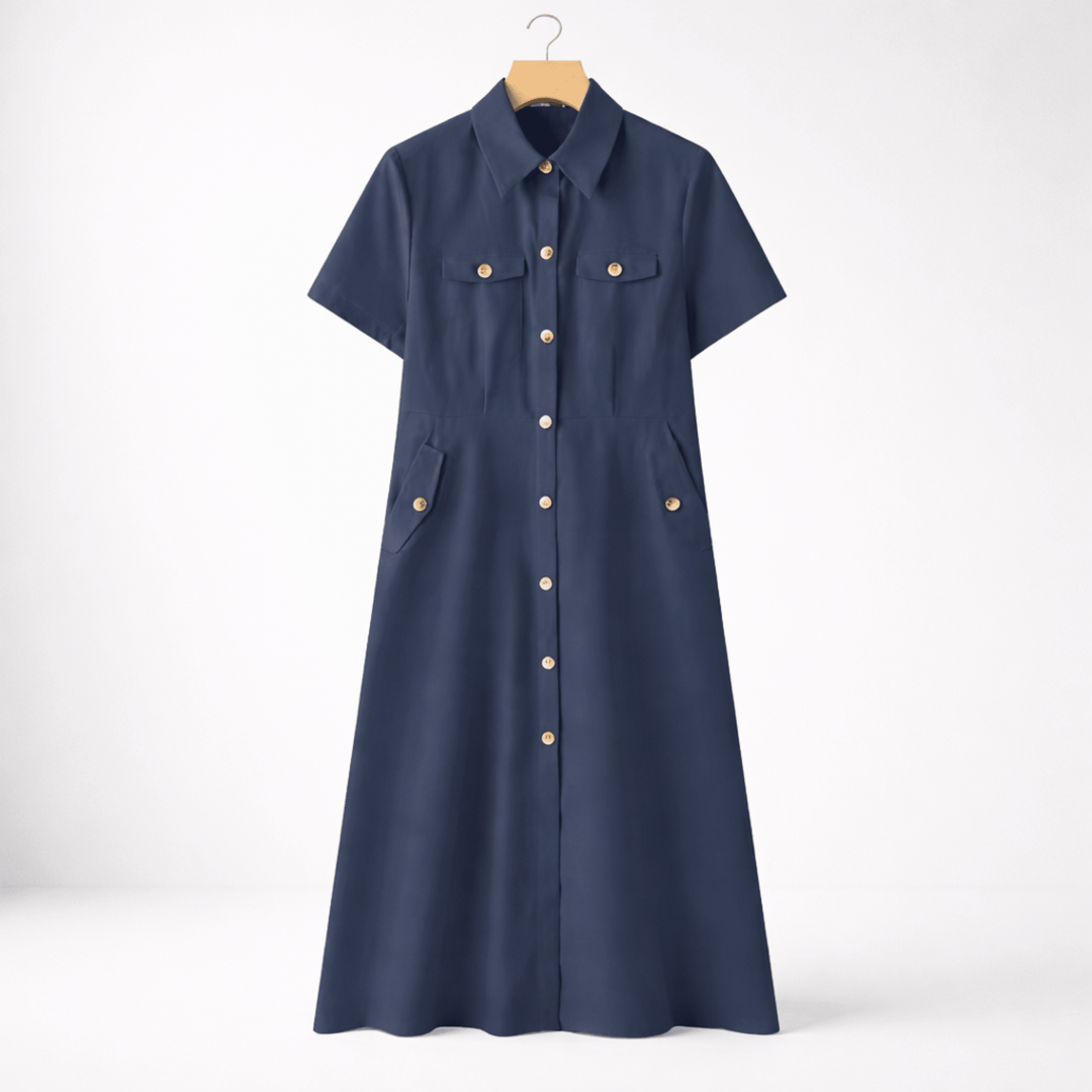 Virelle Polished Gold-Tone Button Dress - Heston Manor