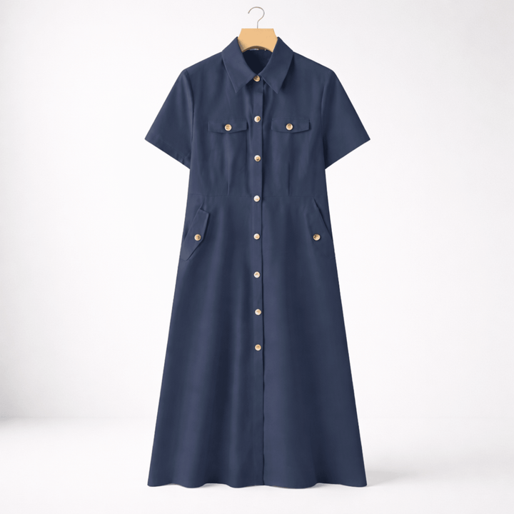 Virelle Polished Gold-Tone Button Dress - Heston Manor