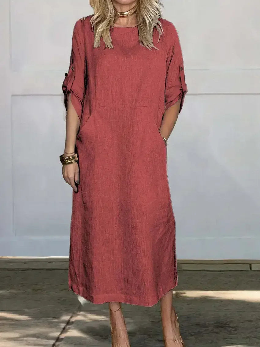A-Line Draped Dress Womens - Evening Breathable Comfort Poppy - Heston Manor