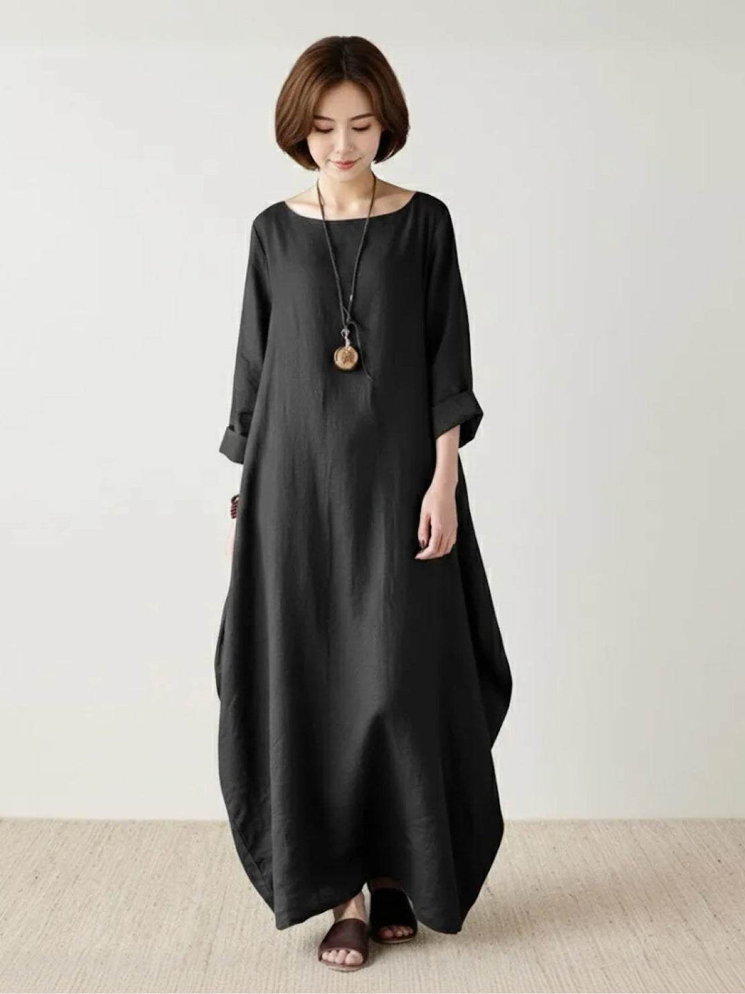 Boho Maxi Dress Womens - Oversized 3/4 Sleeves SerenaFlow - Heston Manor