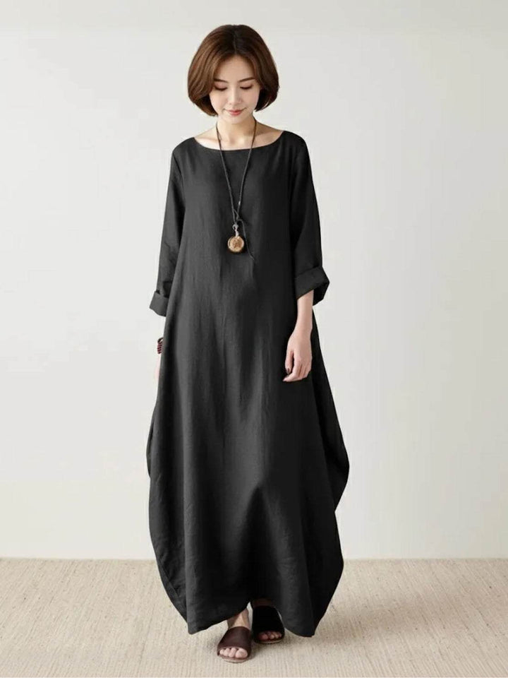 Boho Maxi Dress Womens - Oversized 3/4 Sleeves SerenaFlow - Heston Manor