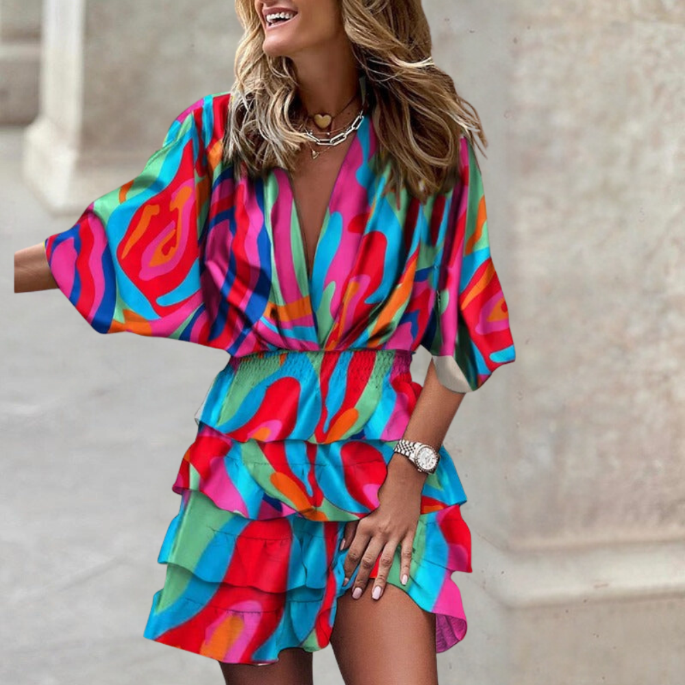 Tummy Control Draped Dress Womens - Colorful Vibrant Fit Dawella - Heston Manor