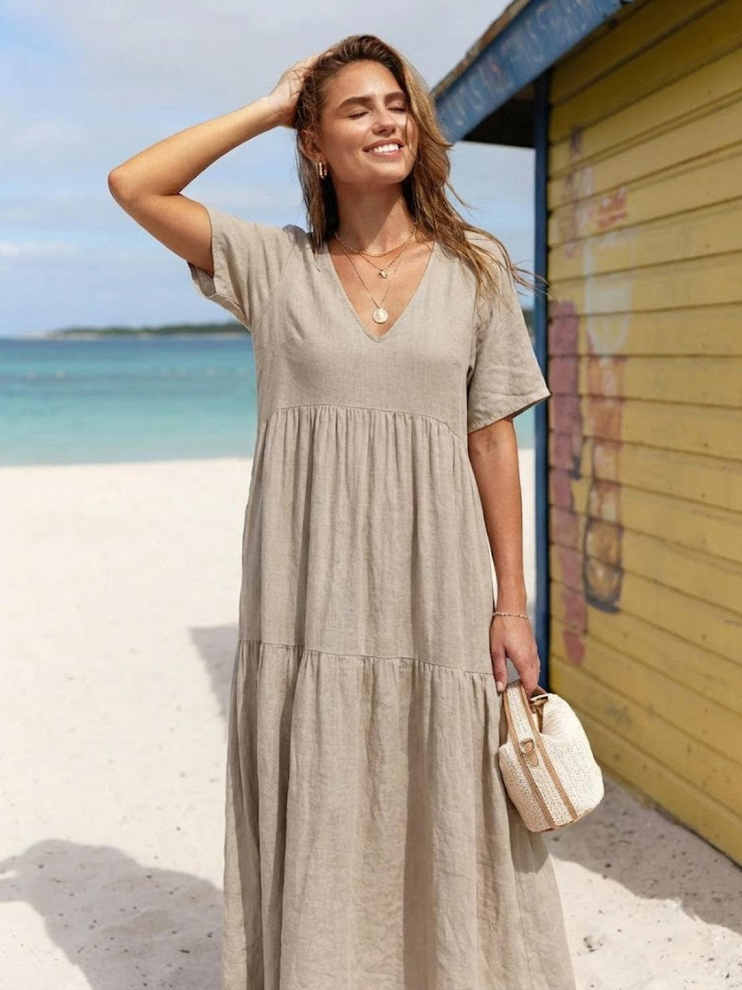 V-Neck Maxi Dress Womens - Tiered Bohemian Summer SiennaX - Heston Manor