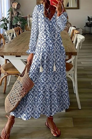 Floral Maxi Dress Womens - Boho V-Neck Tassel Style Floroly - Heston Manor