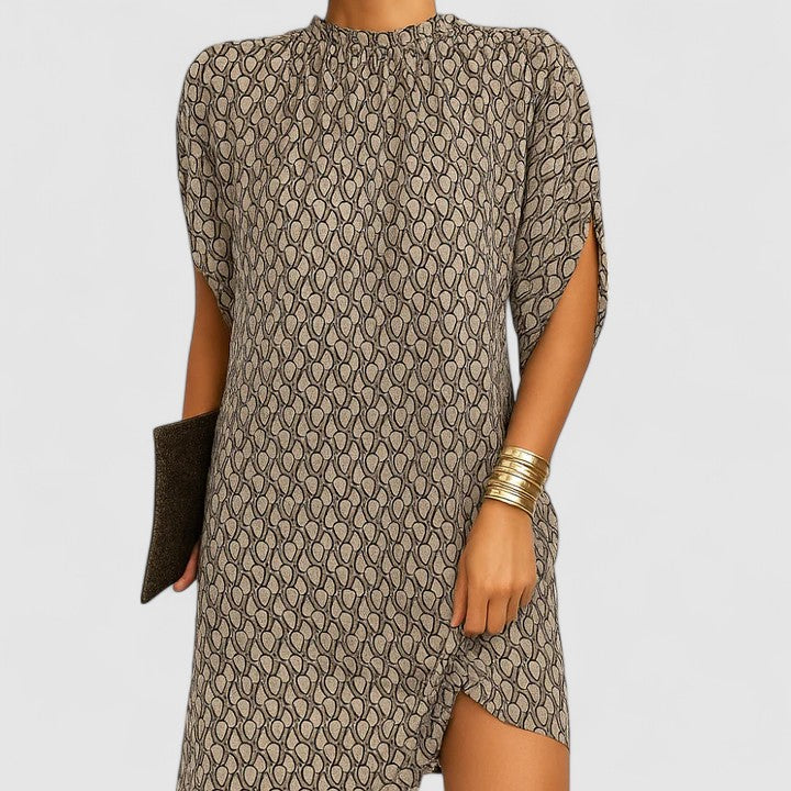 Midi Dress Womens - Mock Neck Split Sleeve Elegant Style Roselia - Heston Manor