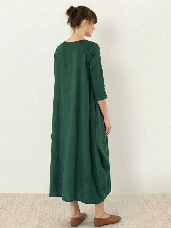 Boho Maxi Dress Womens - Oversized 3/4 Sleeves SerenaFlow - Heston Manor