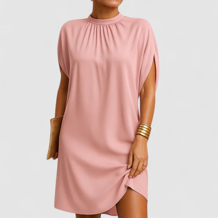 Midi Dress Womens - Mock Neck Split Sleeve Elegant Style Roselia - Heston Manor