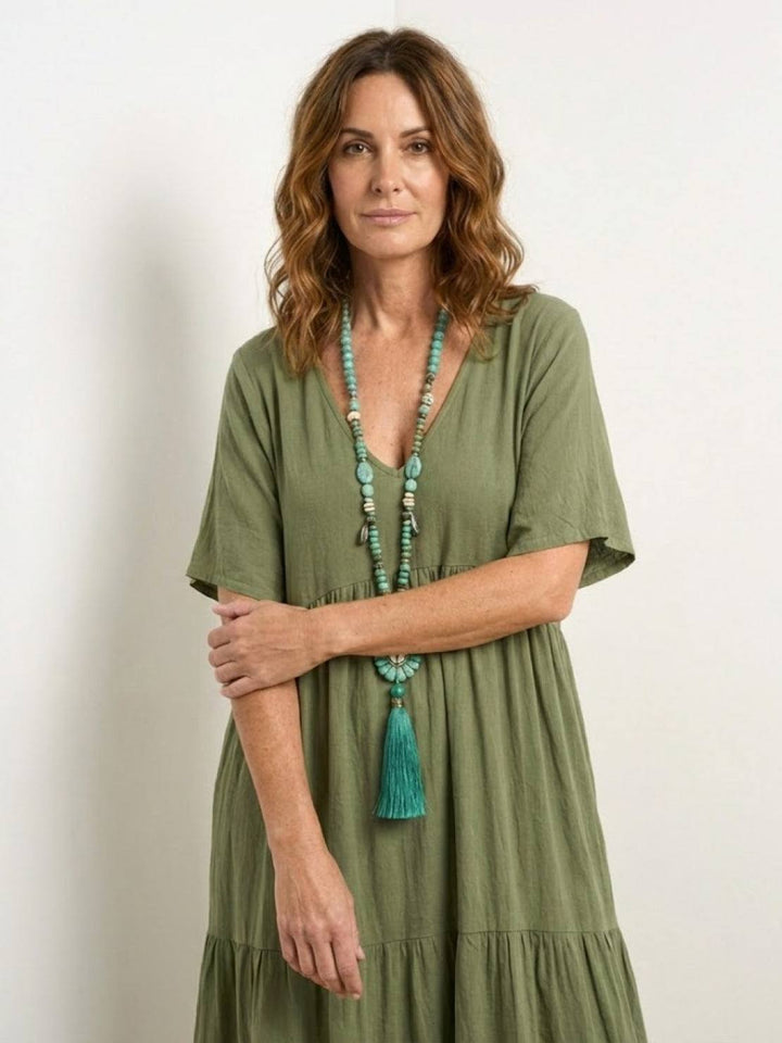 V-Neck Maxi Dress Womens - Tiered Bohemian Summer SiennaX - Heston Manor