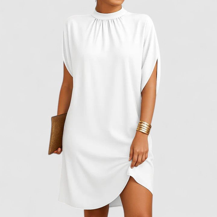 Midi Dress Womens - Mock Neck Split Sleeve Elegant Style Roselia - Heston Manor