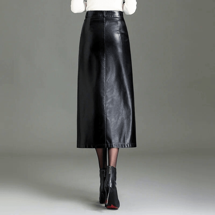 Valencia High-Waist Leather Skirt - Heston Manor