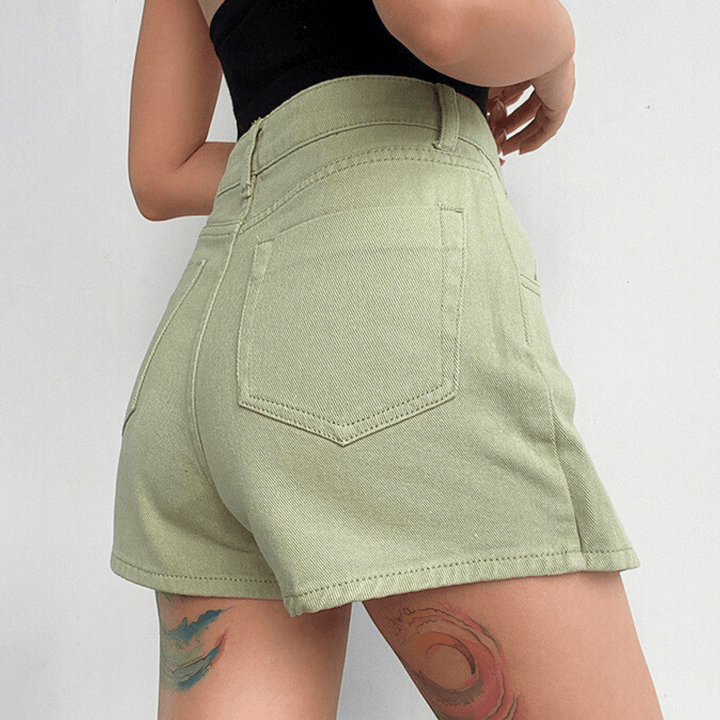 Aquiline High-Waist Denim Skirt Shorts - A-Line Silhouette - Heston Manor