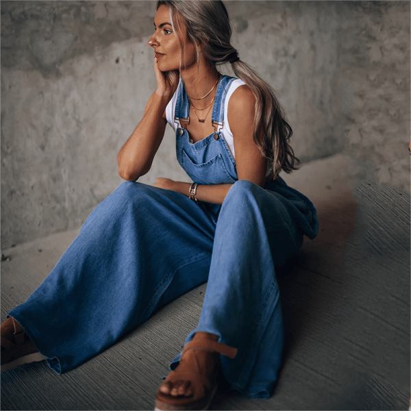 Denim Jumpsuit Womens - Wide-Leg Casual Overalls Arilo - Heston Manor